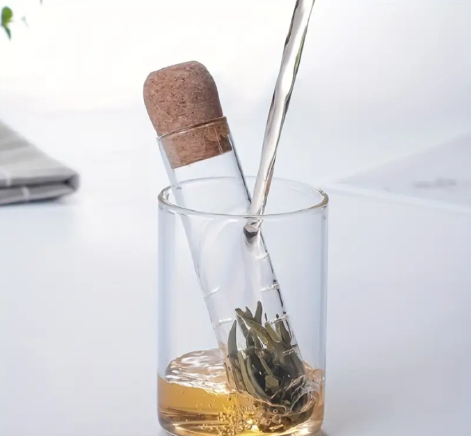 Infuseur en verre tube avec bouchon de liège